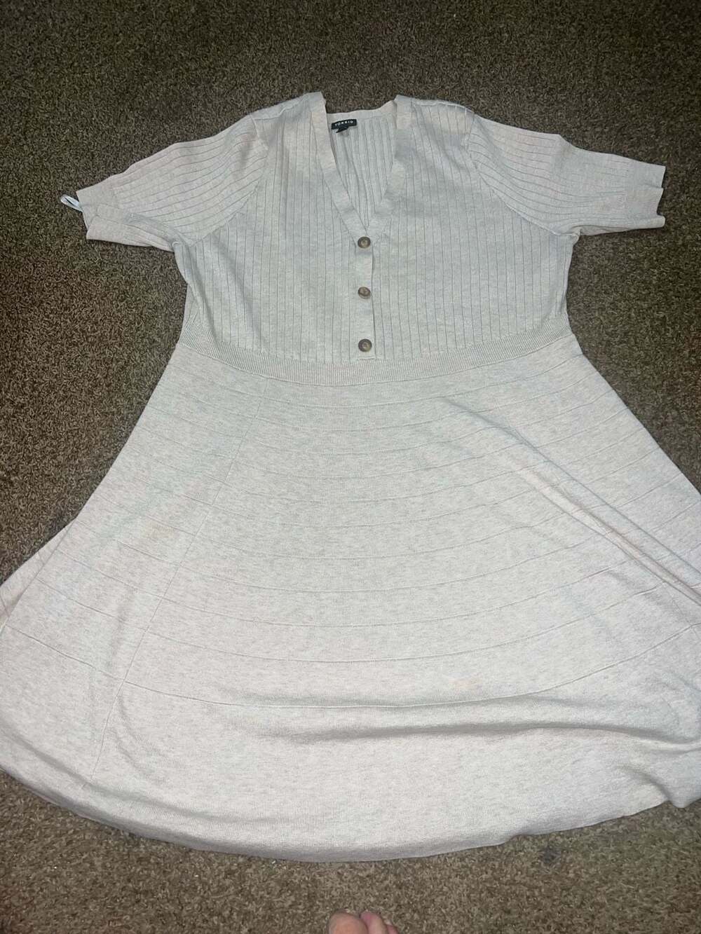 Torrid Mini Sweater Button-Front Skater Dress in Oatmeal